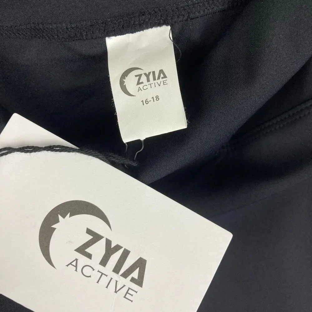 Zyia Active NWT Black Slash Luxe High Rise 7/8 24” Leggings Shredded sz 16-18 - Picture 5 of 11